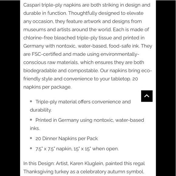 NEW in Package Lot of 4 Packages Caspari Thomas T. Byrd Thanksgiving Napkins - Picture 6 of 6